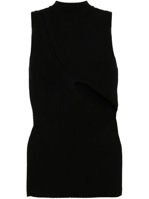 The Attico cut-out ribbed-knit tank top - Black - zdjęcie produktu nr 1