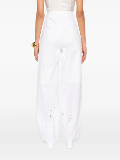 Marine Serre lace-panel trousers - White