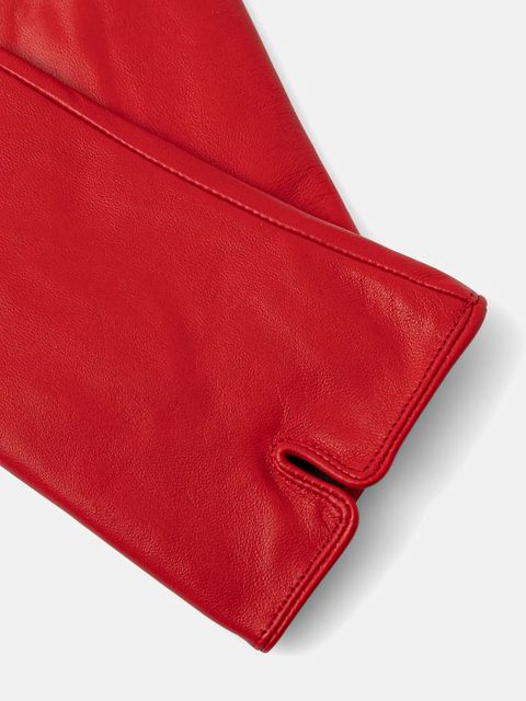 Answear.LAB rękawiczki skórzane damskie kolor czerwony - zdjęcie produktu nr 2