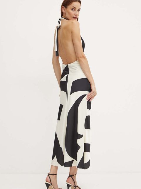 Bardot sukienka CITRON kolor beżowy maxi rozkloszowana 59317DB