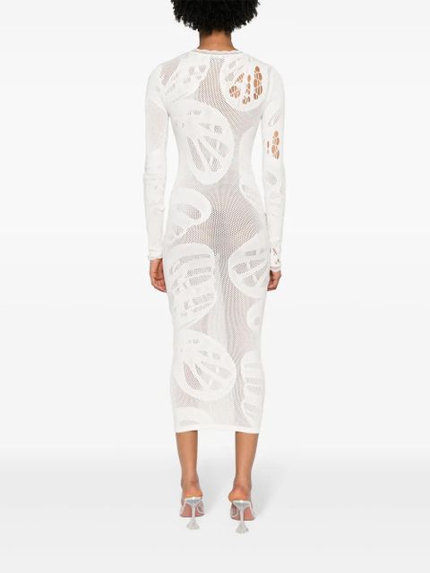 Blumarine lace-trim panelled midi dress - Neutrals