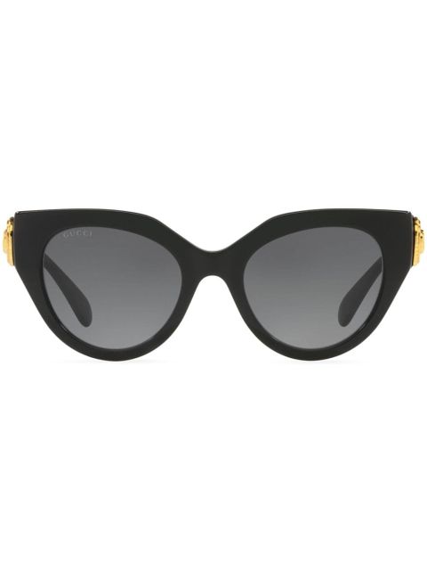 Gucci Eyewear logo-plaque cat eye-frame sunglasses - Black