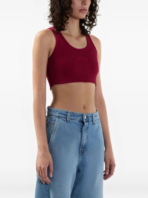 GCDS logo-embroidered tank top