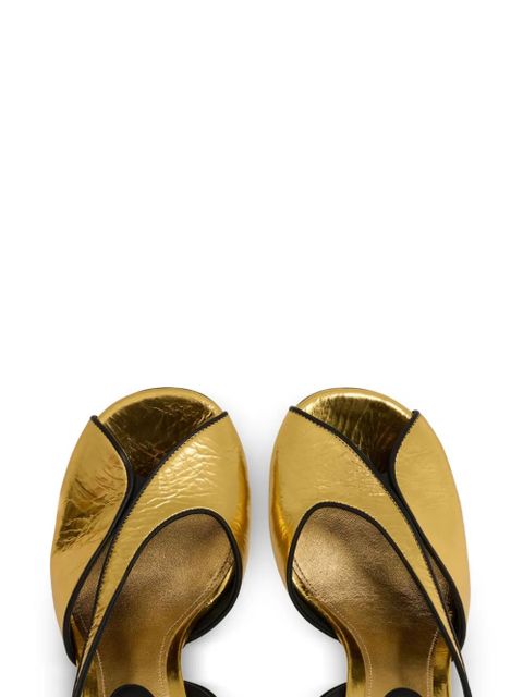 ETRO 90mm cracked-effect ankle strap heeled sandals - Gold