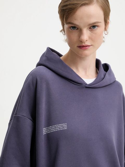 Pangaia bluza bawełniana kolor fioletowy z kapturem gładka 10000180