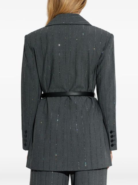 Self-Portrait rhinestone-embellished belted blazer - Grey