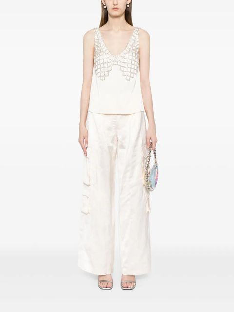 Self-Portrait high-waisted straight-leg cargo trousers - Neutrals