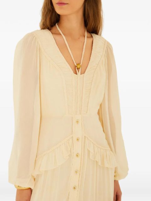 FARM Rio ruffled V-neck maxi dress - Neutrals