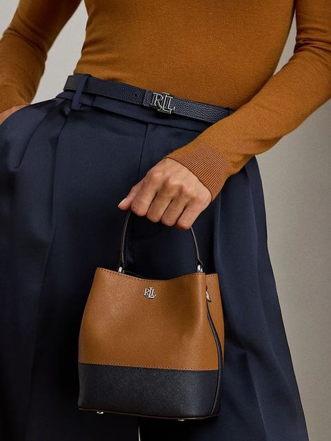 Lauren Ralph Lauren torebka skórzana kolor brązowy 431974556