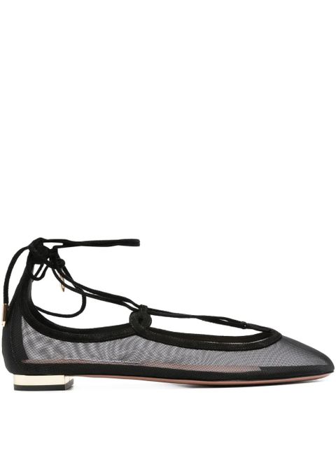 Aquazzura lace-up mesh flat pumps - Black - zdjęcie produktu nr 1