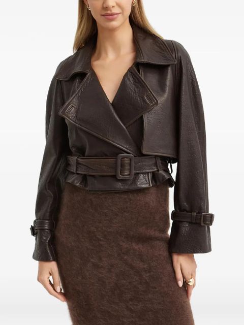 Nour Hammour cut-out collar belted jacket - Brown - zdjęcie produktu nr 1