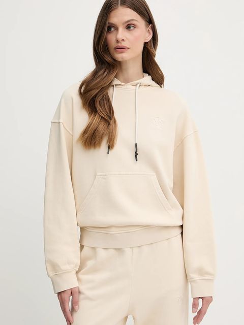 Pinko bluza bawełniana damska kolor beżowy z kapturem gładka 105507 A2RB - zdjęcie produktu nr 1