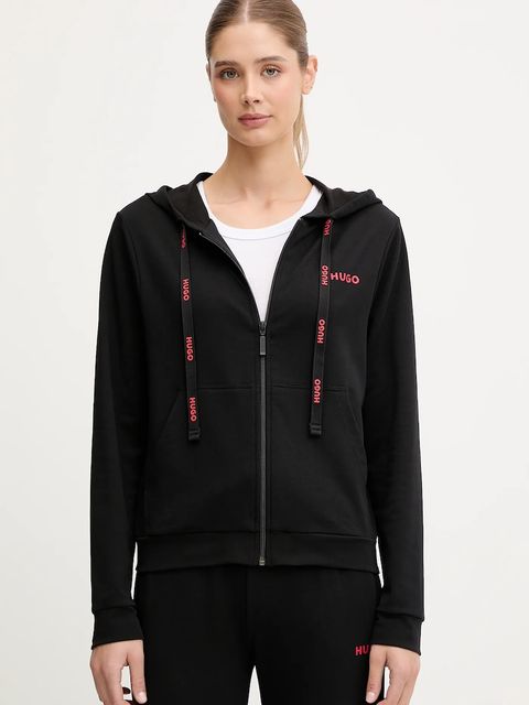 HUGO bluza lounge damska kolor czarny z kapturem z nadrukiem 50556350 - zdjęcie produktu nr 1