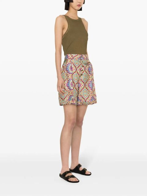 ETRO paisley-print silk shorts - Blue