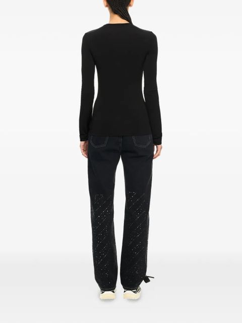 Off-White x Swarovski crystal stamp crewneck top - Black
