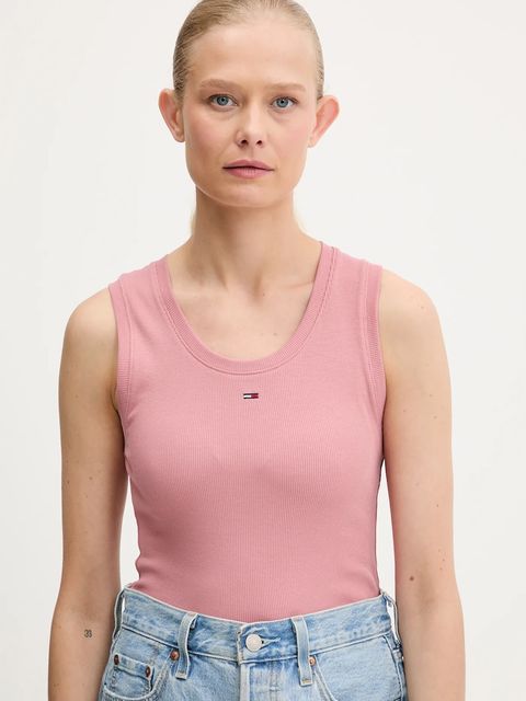Tommy Jeans top kolor różowy DW0DW20673