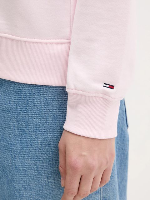 Tommy Jeans bluza bawełniana damska kolor różowy z nadrukiem DW0DW21922