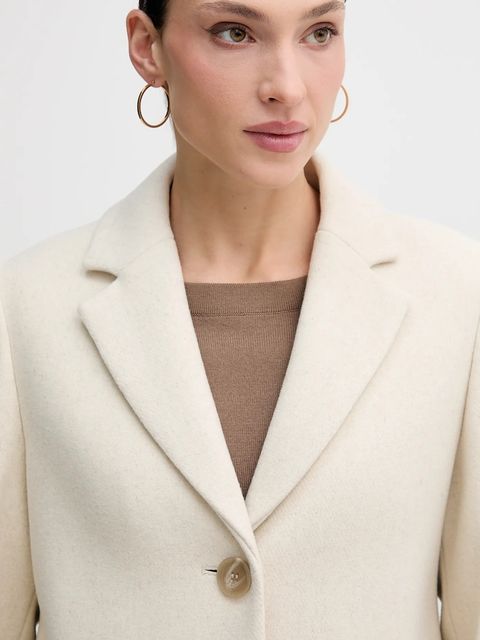 Sisley płaszcz wełniany kolor beżowy przejściowy 2JJYLN04N - zdjęcie produktu nr 2