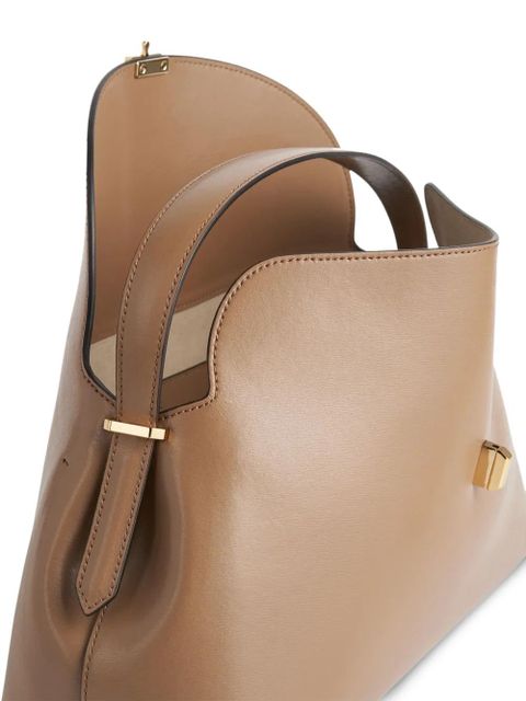 TOTEME T-Lock leather top handle bag - Brown