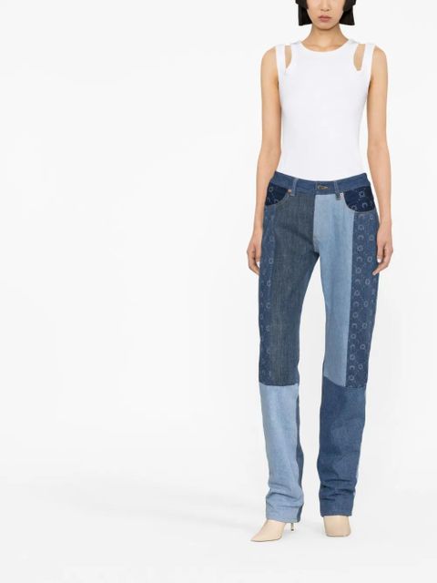 Marine Serre straight-leg patchwork jeans - Blue - zdjęcie produktu nr 2