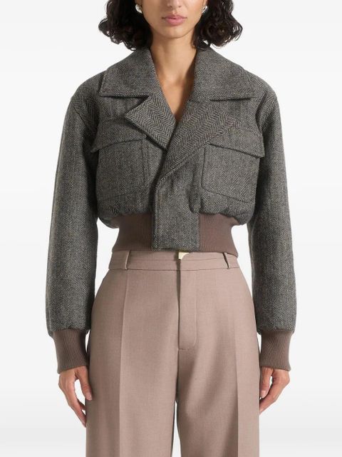 Manière De Voir Cosette herringbone bomber jacket - Grey - zdjęcie produktu nr 1