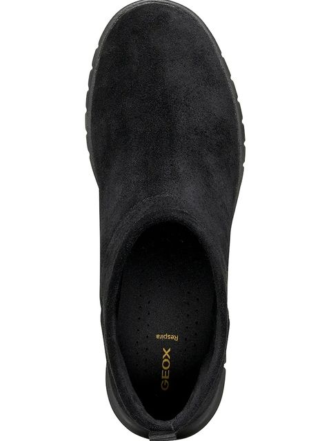 Geox botki zamszowe D FLEXTRIDE damskie kolor czarny na płaskim obcasie D569AA 00022 C9999