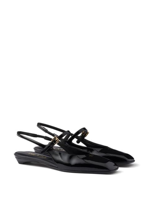 Prada leather slingback ballerina shoes - Black - zdjęcie produktu nr 2