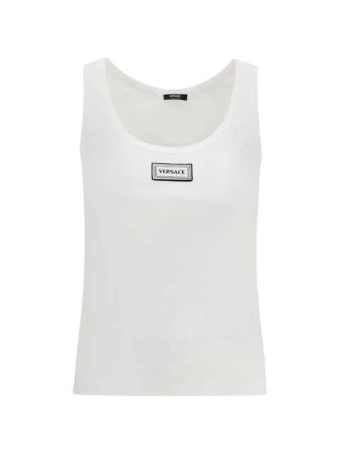 Versace logo-patch ribbed tank top - White - zdjęcie produktu nr 1