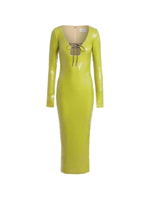 16Arlington Solaria sequin lace-up midi dress - Green - zdjęcie produktu nr 1