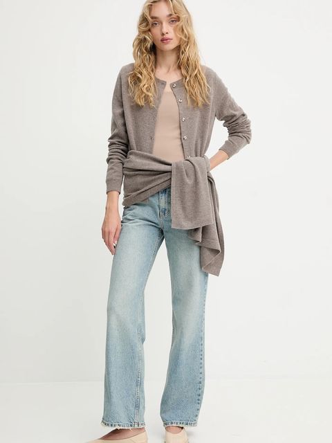 Answear.LAB kardigan z wełny merino z szalem damski kolor brązowy lekki - zdjęcie produktu nr 2