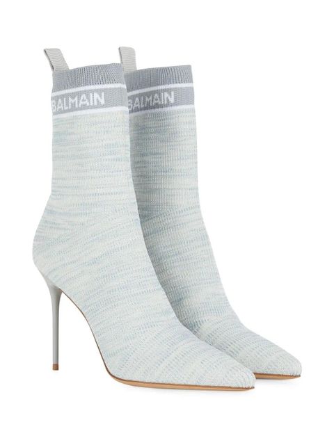 Balmain Skye 95mm knit ankle boots - Blue - zdjęcie produktu nr 2