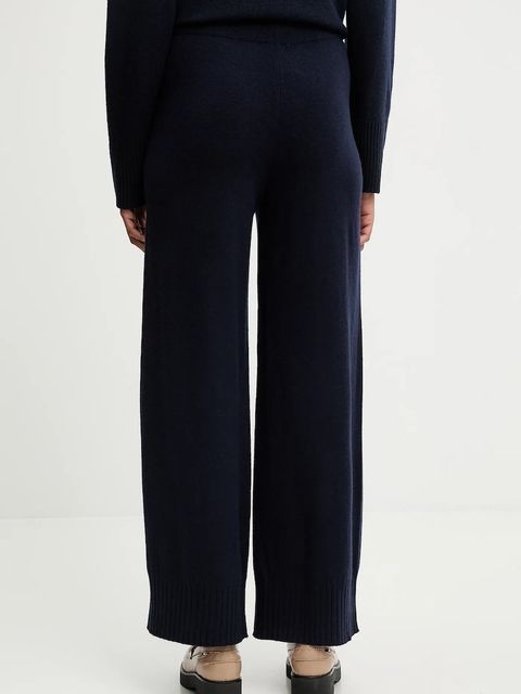 United Colors of Benetton spodnie z dodatkiem wełny damskie kolor granatowy szerokie high waist 102HDF00Z