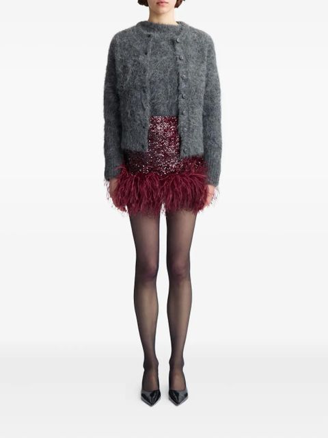 16Arlington Giaci feather-trim mini skirt - Red - zdjęcie produktu nr 2