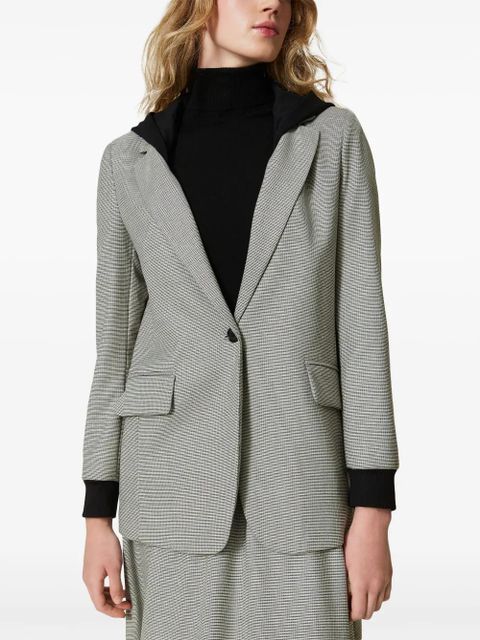 TWINSET hooded houndstooth blazer - Black - zdjęcie produktu nr 2