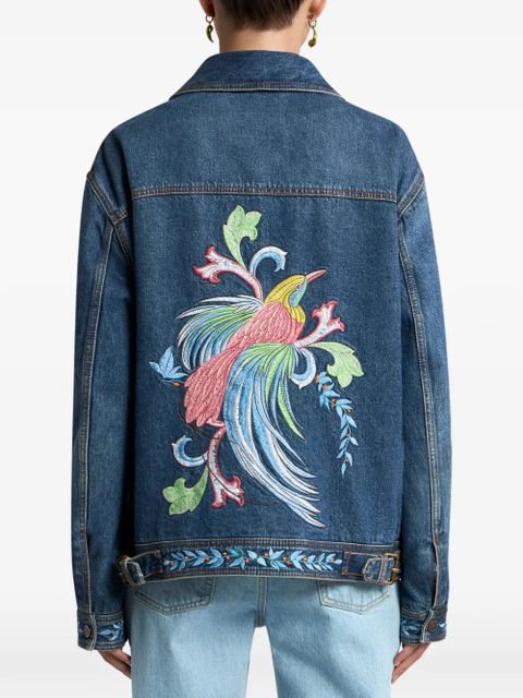 ETRO embroidered zip denim jacket - Blue