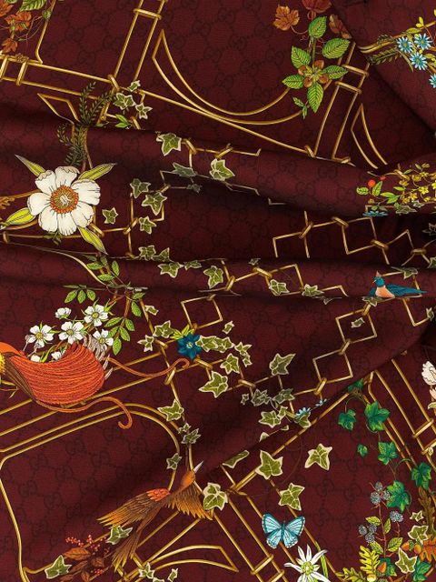 Gucci floral-print logo carré - Red