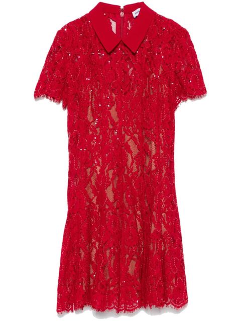 Self-Portrait sequin lace mini dress - Red - zdjęcie produktu nr 1