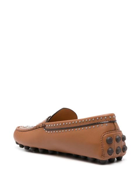 Tod's stud-embellished loafers - Brown