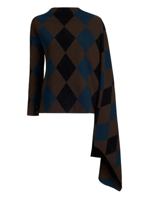Proenza Schouler diamond-pattern draped top - Brown - zdjęcie produktu nr 1