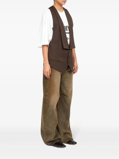 MM6 Maison Margiela panelled belted waistcoat - Brown