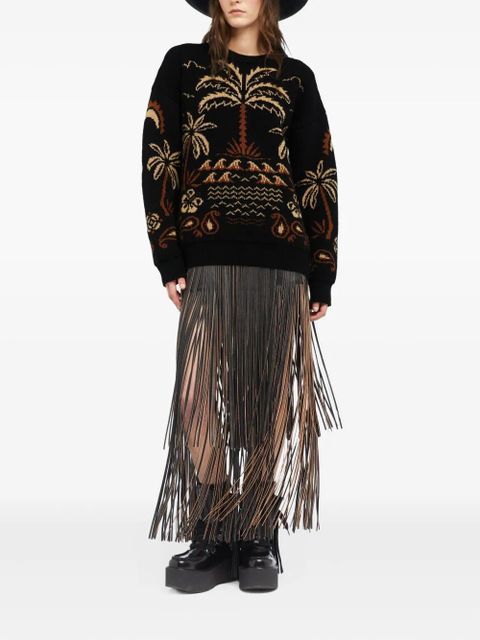 Alanui Glimpse of Eden palm-tree intarsia sweater - Black - zdjęcie produktu nr 2