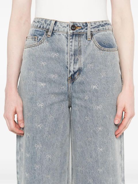 Self-Portrait bow-embellished jeans - Blue