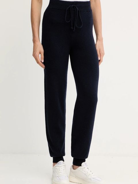 Twinset spodnie dresowe z wełną kolor granatowy gładkie 252TT3352 - zdjęcie produktu nr 1