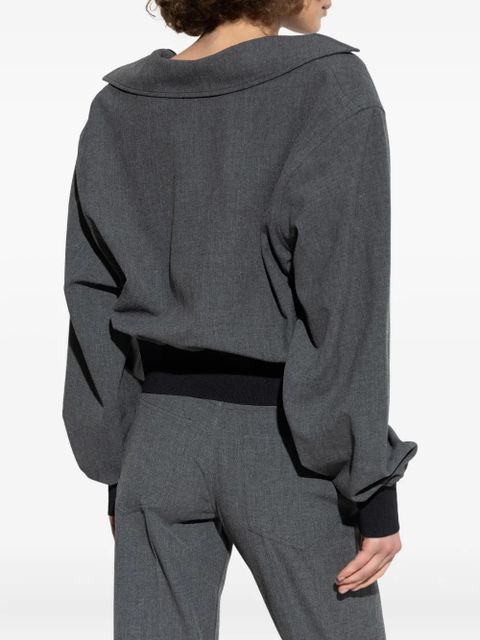 The Attico banded-cuff collared top - Grey