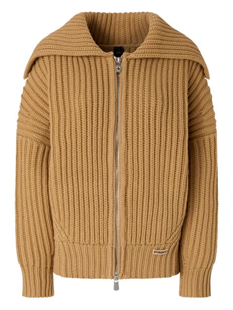 PINKO ribbed zip-up cardigan - Neutrals - zdjęcie produktu nr 1