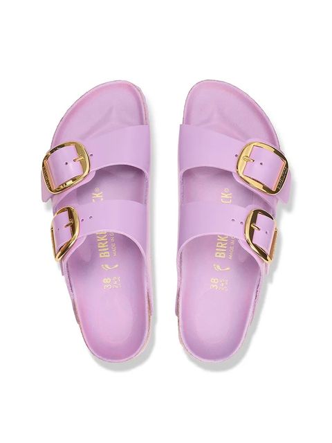 Birkenstock klapki skórzane Arizona Big Buckle damskie kolor fioletowy 1030328