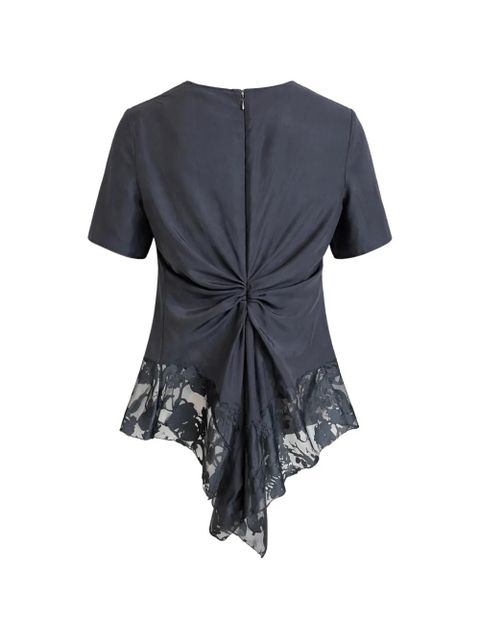 Alexander McQueen lace short-sleeved blouse - Grey - zdjęcie produktu nr 2