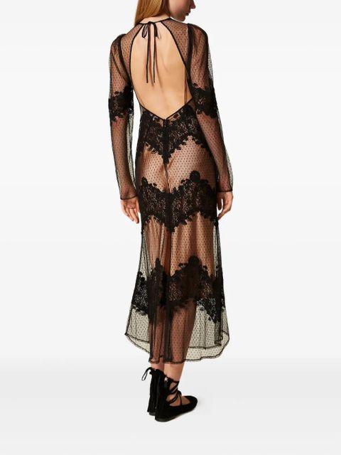 TWINSET lace-detail tulle dress - Black