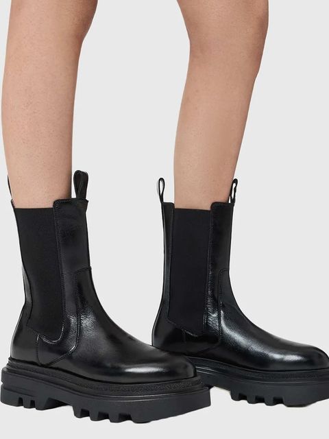 AllSaints sztyblety skórzane Alex Boot damskie kolor czarny na platformie W062FB