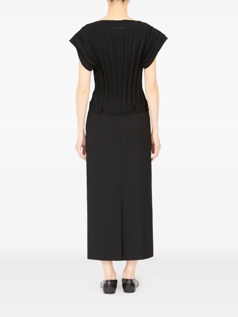 MM6 Maison Margiela pleated short-sleeved top - Black